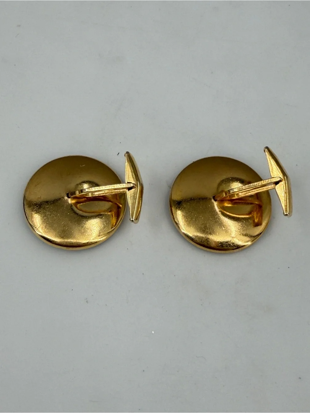 Vintage Black Gold Plated Etched Cufflinks Round Western Formal Damascene Style